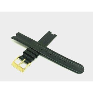 Rado Watch Replacement Band Black Leather Strap 15mm Notched Lug Gold Buckle